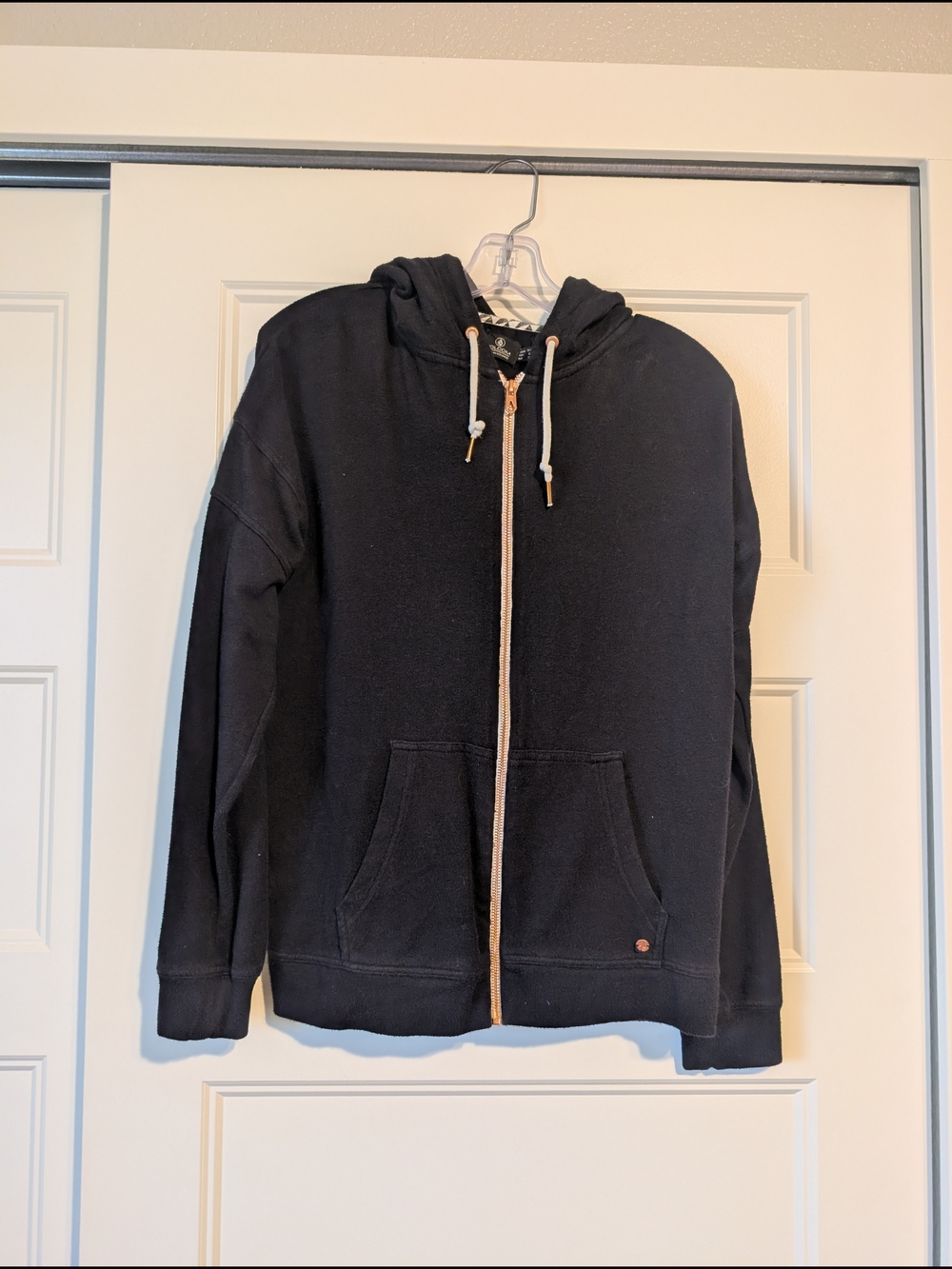 Volcom Women's Black Zip-Up Hoodie with Contrast Trim